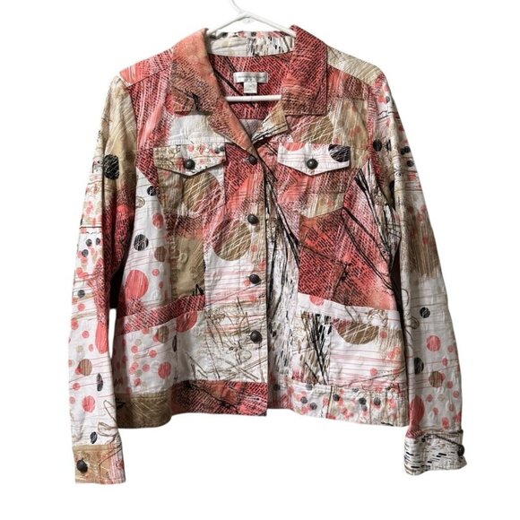 Christopher & Banks Women Jacket Size Medium Long Sleeve Buttons Polka Dots City - Picture 1 of 13